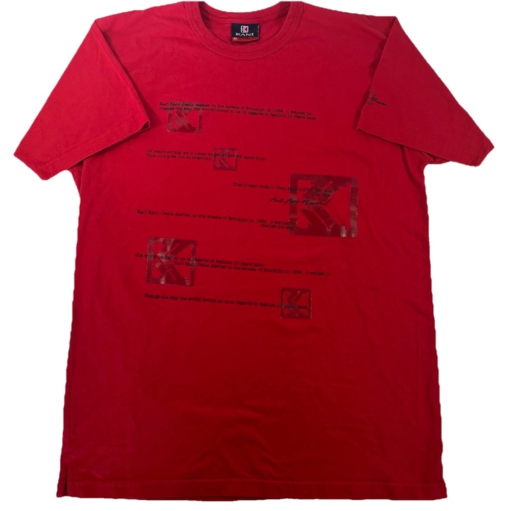 Vintage Karl Kani Jeans Mens Red Graphic T-shirt Size XL